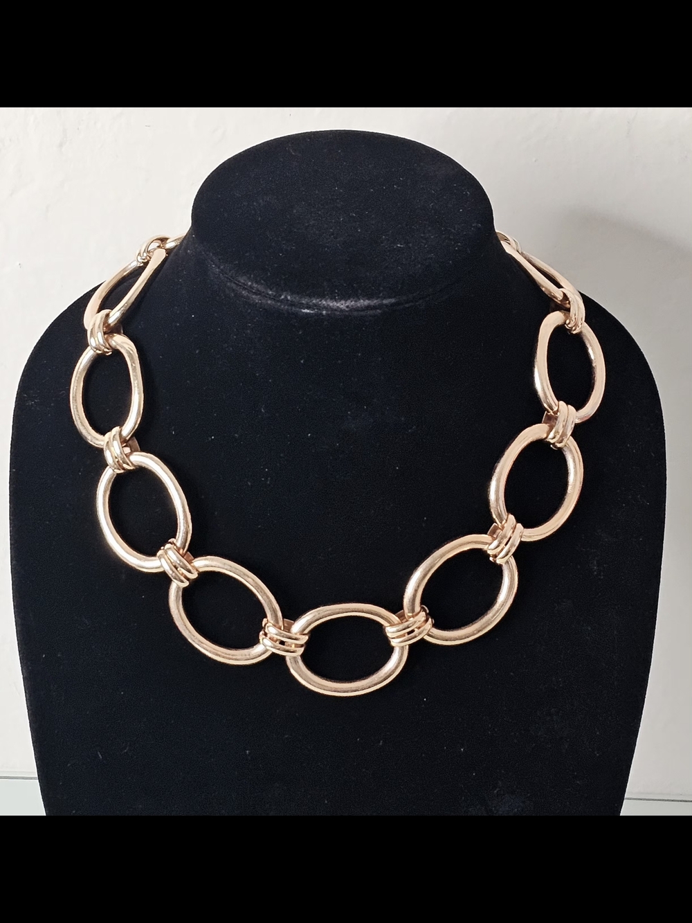 Vintage Chunky Gold-tone Link Statement Necklace